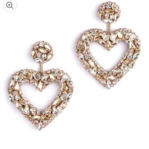 Deepa Gurnani Carolina Mixed Crystal Heart Earrings- Pastel Multi